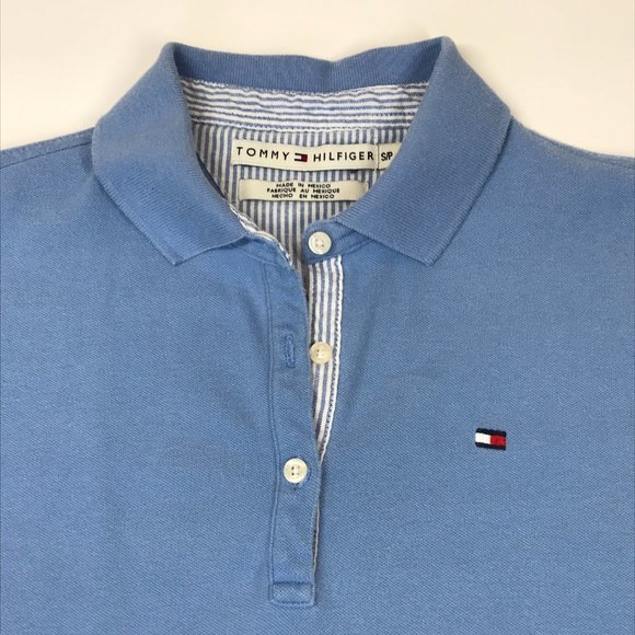 Tommy Hilfiger Blue Polo Short Sleeve Shirt Women's S Classic Fit Flag Logo - Picture 2 of 6